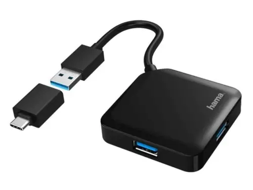 Hub USB Hama 200116, 2 x USB 3.0 (Negru)