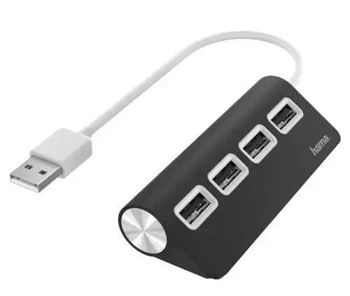 Hub USB Hama 200119, 4 x USB 2.0 (Negru)