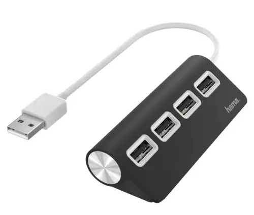 Hub USB Hama 200119, 4 x USB 2.0 (Negru)
