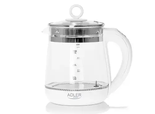 Fierbator de apa Adler AD 1299, 2200 W, 1.5 L (Alb/Transparent)