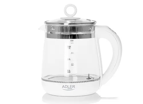 Fierbator de apa Adler AD 1299, 2200 W, 1.5 L (Alb/Transparent)
