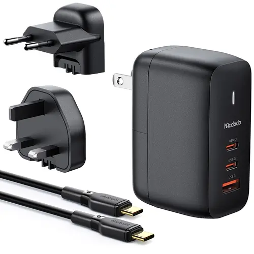 Incarcator retea Mcdodo Gan 3.0, incarcare rapida, 2 x USB-C, 1 x USB-A, 65 W, Negru
