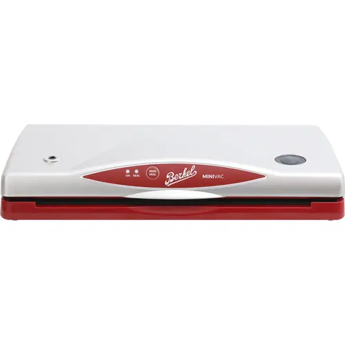 Aparat de vidat cu clema Berkel Minivac, 140 W, 39 cm latime, Vidare automata si manuala, Design modern, Performant, Compact, Calitate premium (Rosu/Alb)