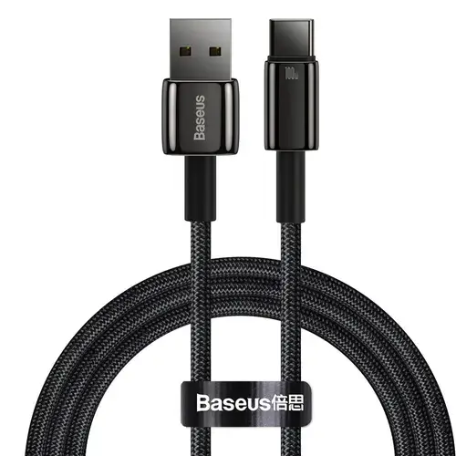 Cablu Date si Incarcare USB-A - USB-C Baseus Tungsten, 100W, 1m, Negru CAWJ000001
