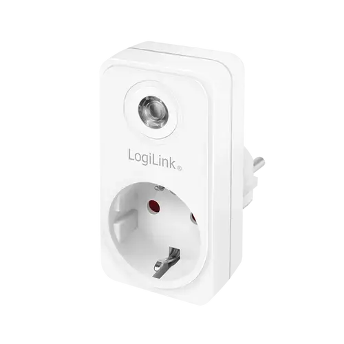 Adaptor priza LogiLink PA0263, cu senzor lumina zi/noapte, indicator LED, 1 priza, lampa ambientala, IP20, Alb