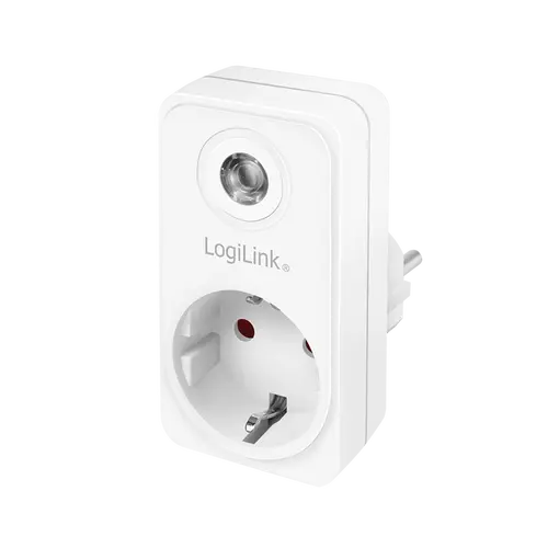 Adaptor priza LogiLink PA0263, cu senzor lumina zi/noapte, indicator LED, 1 priza, lampa ambientala, IP20, Alb
