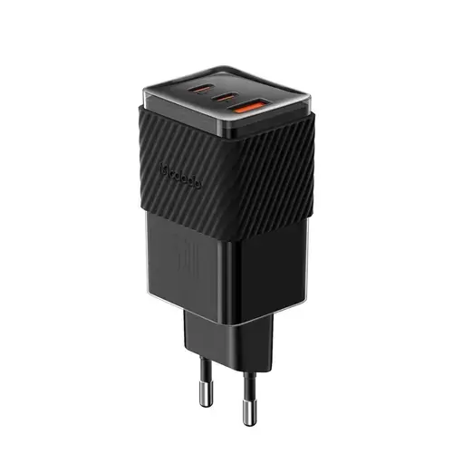 Incarcator Retea Port 2xType-C si 1xUSB-A Mcdodo Dichromatic GaN5 Mini, Fast Charging PD 67W, Negru