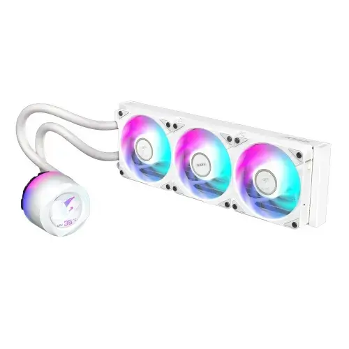 Cooler CPU Gigabyte Aorus Waterforce II 360 ICE, iluminare ARGB, 3x 120mm, 2300 rpm, PWM (Alb)