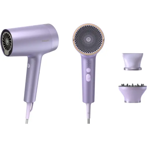 Uscator de par Philips Seria 7000 BHD720/10, 1800W, tehnologie ThermoShield Advanced, ingrijire cu ioni minerali, 2 setari de viteza, 4 setari de temperatura, cap de coafare 11 mm, difuzor magnetic (Violet)