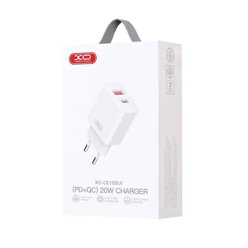 Incarcator Retea XO Design CE12, 20W, 1.67A, 1 x USB-A - 1 x USB-C, Alb