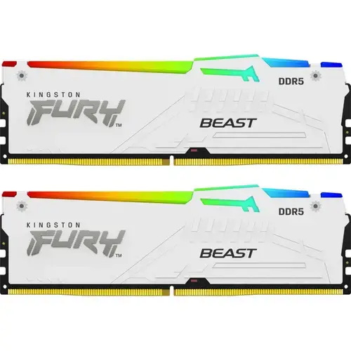 Memorii Kingston FURY Beast RGB White 64GB(2x32GB) DDR5 6000MHz CL36 Dual Channel Kit