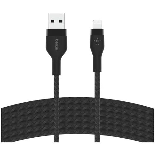 Cablu Belkin BOOST CHARGE PRO Flex USB-A catre LTG, Silicon impletit, 3M, Negru