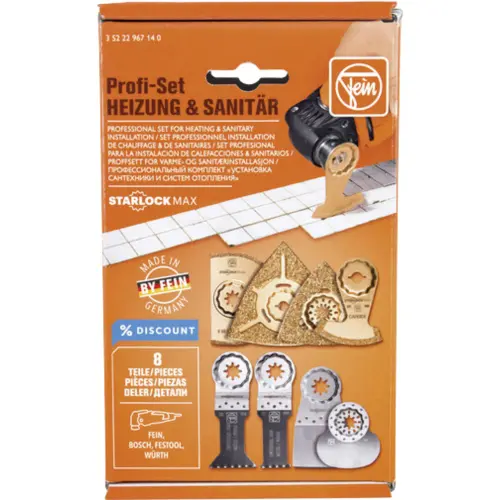 Set 8 accesorii pentru fierastrau multicutter Fein, prindere Starlock Max, taiere lemn, metal si ceramica