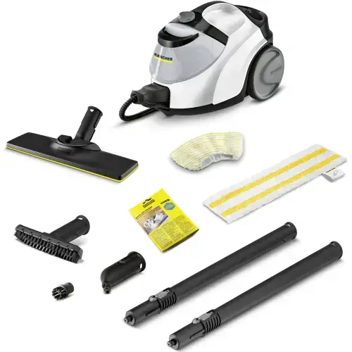 Aparat de curatat cu abur Karcher SC 5 EasyFix Iron Plug, 1.512-660.0, 2250 W, 4.2 bari, rezervor 1.5 L, Funcţie VapoHydro, Kit de curatare a podelei EasyFix (Alb/Negru)