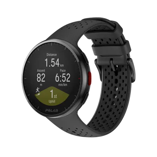Ceas activity tracker Polar Pacer Pro, Ecran 1.2inch 45mm, Gorilla Glass, GPS, Bluetooth, Monitor cardiac, Waterproof 5 ATM, Monitorizare somn (Gri)