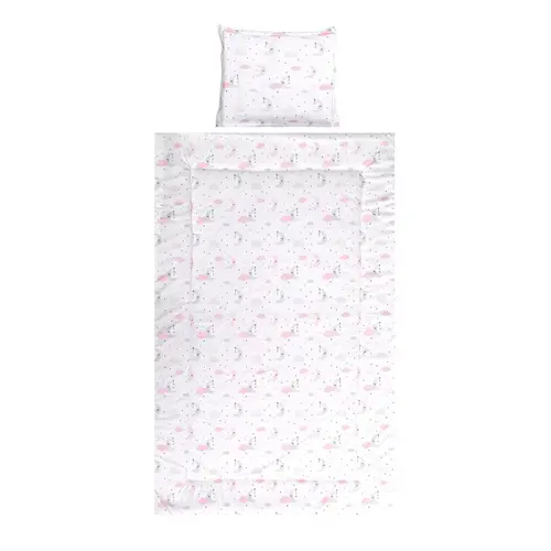 Set lenjerie pat cu 3 piese Lorelli Cosy Moons & Stars Pink, bumbac ranforce