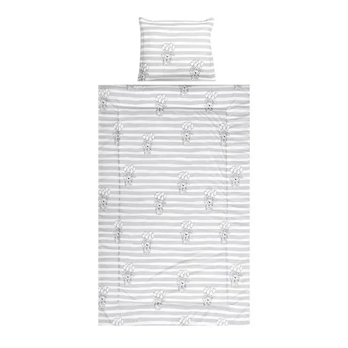 Set lenjerie pat 3 piese Lorelli Cosy Striped Grey, bumbac ranforce