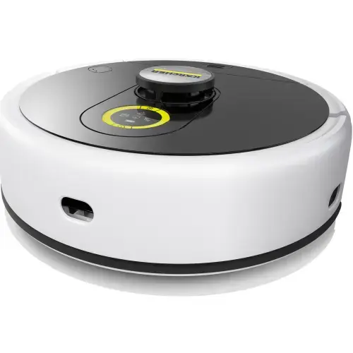 Aspirator robot mop cu role inteligent Karcher RCF 3 1.269-660.0, navigatie LiDar, 5200mAh, autonomie 120 de minute, 80m², putere de aspirare 5000 Pa, recipient apa curata 430ml, rezervor apa murdara 115 ml (Alb/Negru)