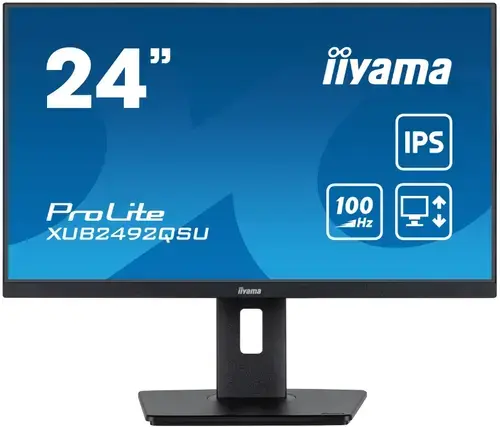 Monitor IPS LED Iiyama 23.8inch XUB2492QSU-B1, WQHD (2560 x 1440), HDMi, DisplayPort, Boxe, Pivot, 100 Hz, 0.5 ms (Negru)