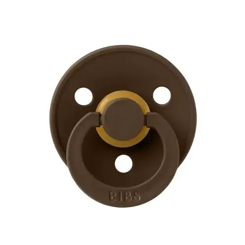 Suzeta Colour Latex pentru bebelusi BIBS, cu tetina rotunda, 0 luni +, Maro