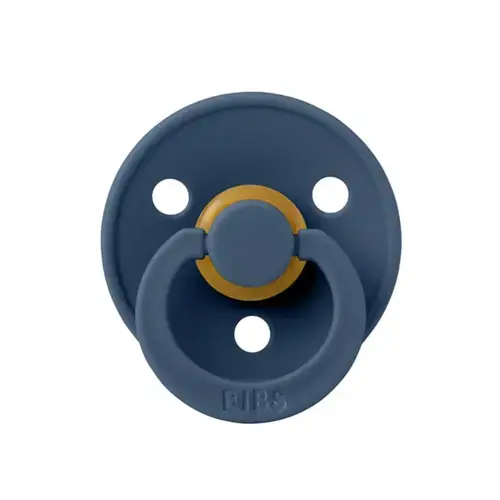 Suzeta Colour Latex pentru bebelusi BIBS, cu tetina rotunda, 0 luni +, Albastru