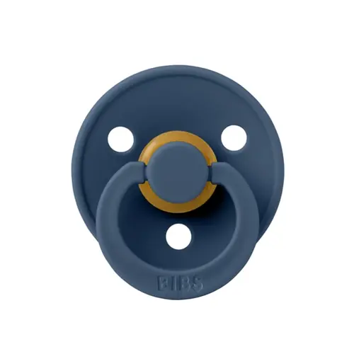 Suzeta Colour Latex pentru bebelusi BIBS, cu tetina rotunda, 0 luni +, Albastru