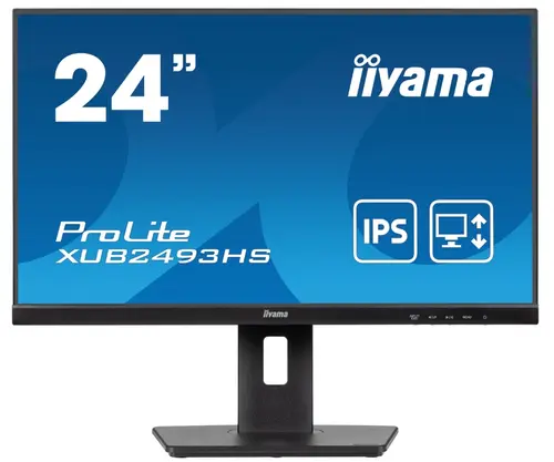 Monitor IPS LED Iiyama 23.8inch XUB2493HS-B6, Full HD (1920 x 1080), HDMI, DisplayPort, Boxe, Pivot, 100 Hz, 05 ms (Negru)
