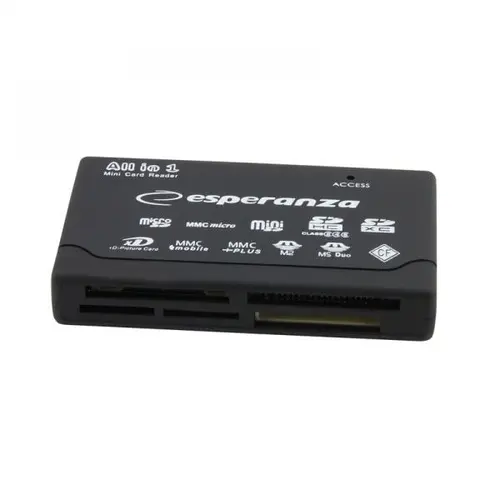 Cititor de carduri Esperanza, USB 2.0, All in One, (Negru)