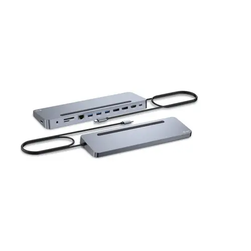 Docking Station i-Tec C31FLAT2PDPRO, USB-C, 100W, 4K, HDMI, DisplayPort, RJ-45 (Gri)
