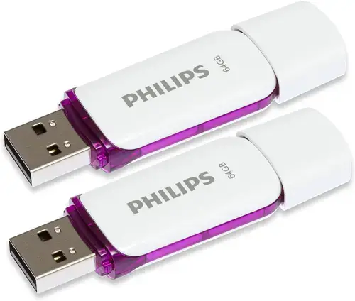 Stick USB Philips USB 2.0, pachet de 2, 64GB Snow Edition (Alb/Mov)
