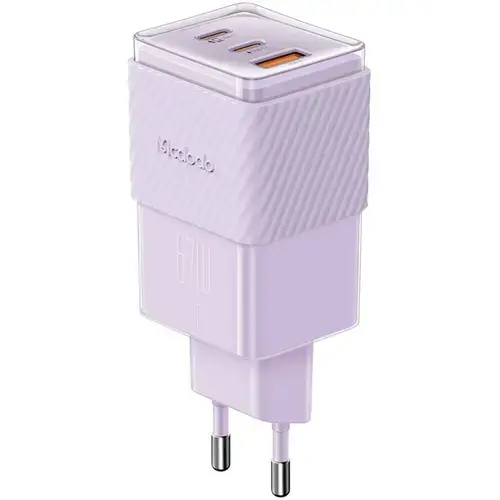 Incarcator Retea Port 2xType-C si 1xUSB-A Mcdodo Dichromatic GaN5 Minii, Fast Charging PD 67W, Mov