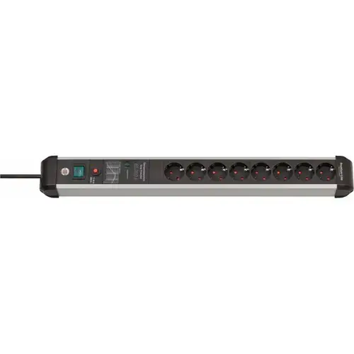 Prelungitor Brennenstuhl Premium Line, 8 prize, 3500 W, Buton on-off (Alb/Negru)