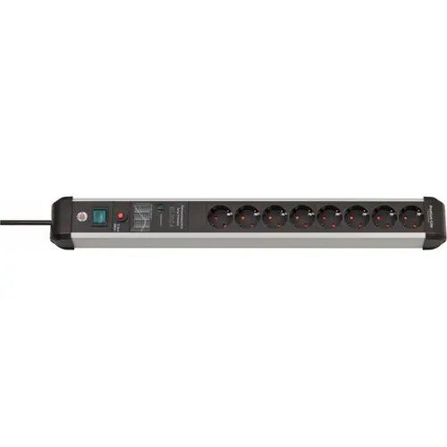 Prelungitor Brennenstuhl Premium Line, 8 prize, 3500 W, Buton on-off (Alb/Negru)