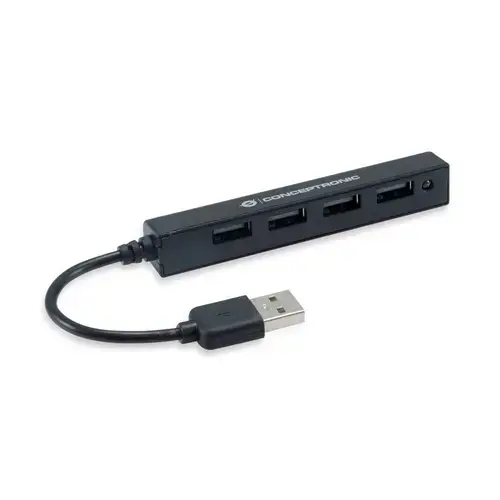 Hub USB Conceptronic HUBBIES05B, 4 porturi USB 2.0 (Negru)