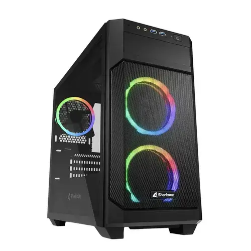 Carcasa Sharkoon V1000 RGB, Micro Tower, Fara sursa, mITX, mATX (Negru)