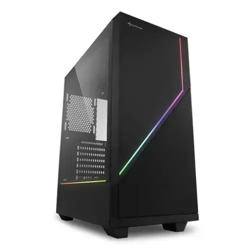 Carcasa Sharkoon RGB Flow, iluminare RGB, Middle Tower, Fara sursa, ATX (Negru)