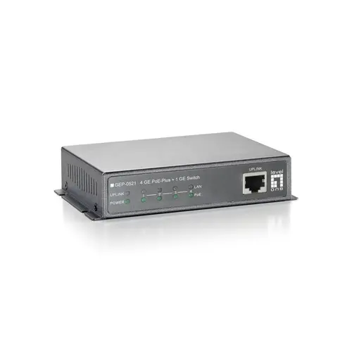 Switch Level One GEP-0521, 4 Porturi Gigabit, PoE (Gri)