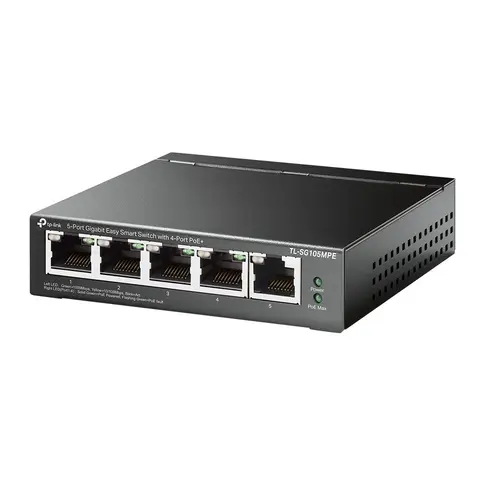 Switch TP-Link TL-SG105MPE, 5 Porturi Gigabit, PoE+ (Gri)
