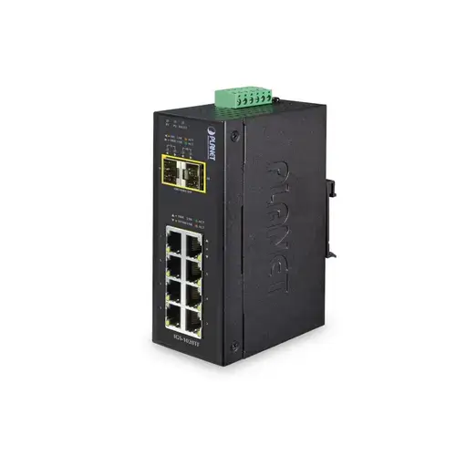 Switch industrial Planet IGS-1020TF, 8 Porturi Gigabit (Negru)