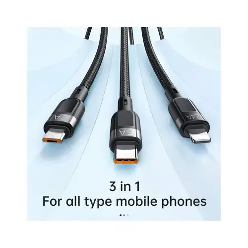 Cablu de date Super Fast Charging Lightning, MicroUSB si Type-C Mcdodo Grenade Series 3 in 1 (Negru)