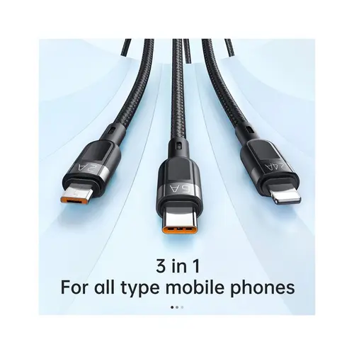 Cablu de date Super Fast Charging Lightning, MicroUSB si Type-C Mcdodo Grenade Series 3 in 1 (Negru)