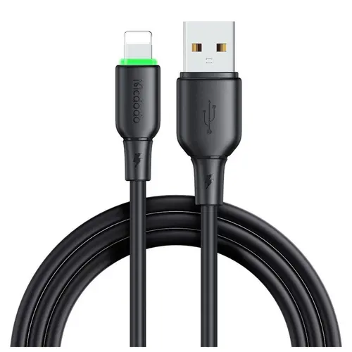 Cablu de date Mcdodo USB - Lightning Alpha Series Silicone Fast Charging, LED, 1.2m, Negru