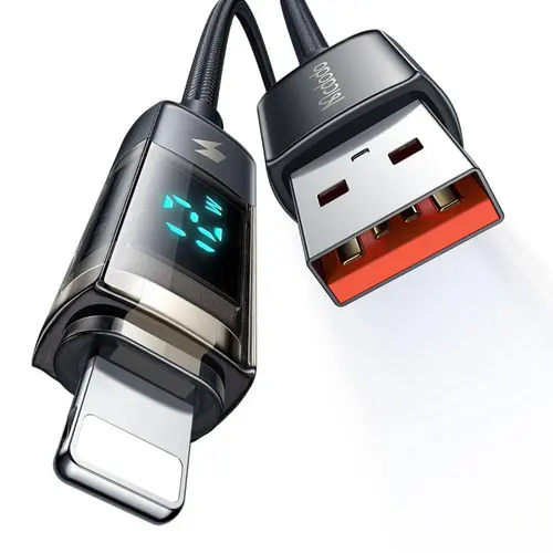 Cablu de date Mcdodo USB - Lightning Display Auto Power Off, Fast Charging, 1.2m, Negru