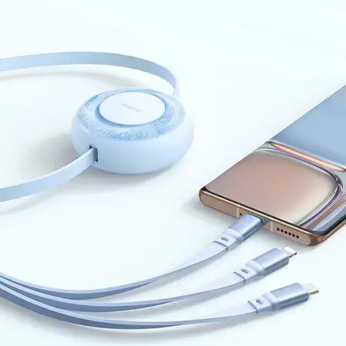 Cablu de date Mcdodo 3 in 1 USB -Lightning, MicroUSB si Type-C Super Fast Charging, 66W, 1.2m, Albastru