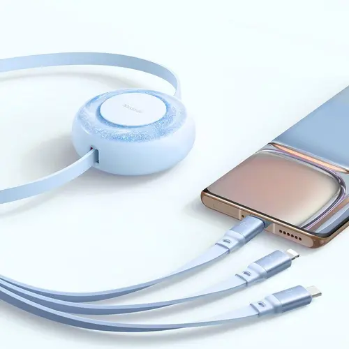 Cablu de date Mcdodo 3 in 1 USB -Lightning, MicroUSB si Type-C Super Fast Charging, 66W, 1.2m, Albastru