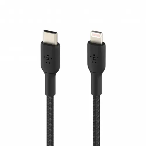 Cablu de date Belkin BOOST CHARGE, USB-C la Lightning, Impltetit, 2m (Negru)