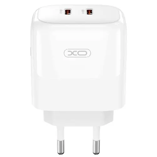 Incarcator Retea XO Design L140, 35W, 3A, 2 x USB-C, Alb