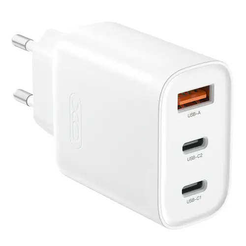 Incarcator Retea XO Design L117, 45W, 3A, 1 x USB-A - 2 x USB-C, Alb