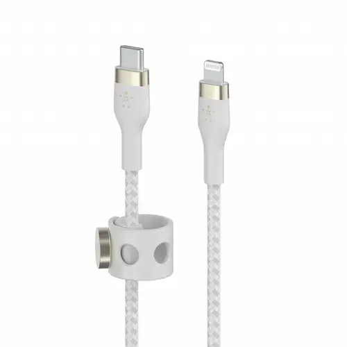 Cablu de date Belkin CAA011bt1MWH, BOOST CHARGE PRO, Flex, USB-C - LTG, 1 m (Alb)