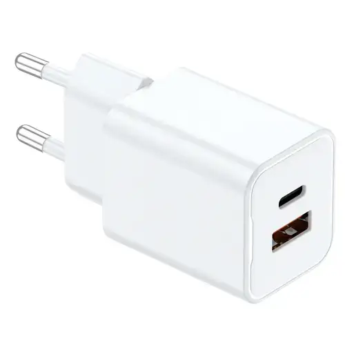 Incarcator Retea Lemontti GaN Dual Port 1x Type-C si 1x USB-A, 30W, EU Plug, Alb